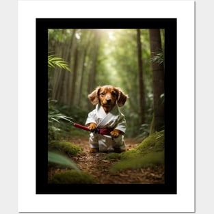 Cute Samurai Puppy in Forest Posters and Art